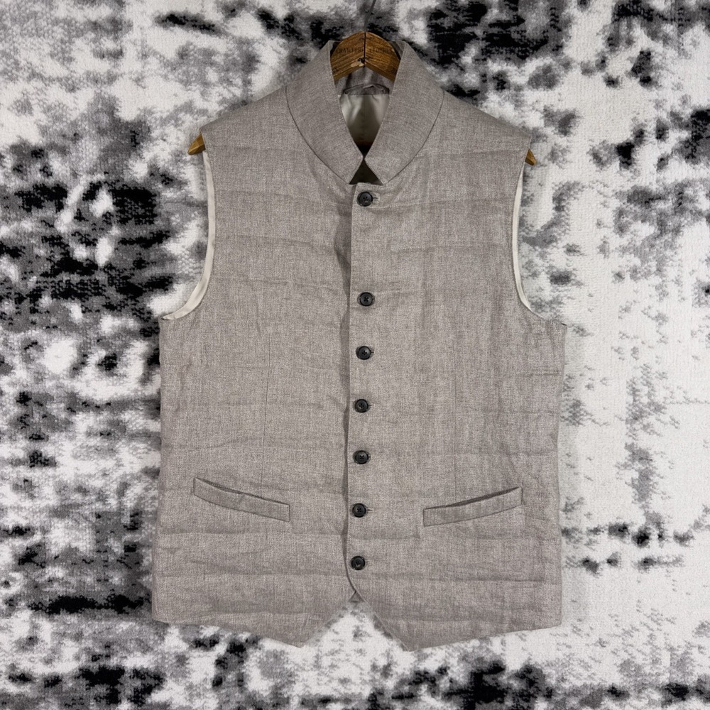 SUITSUPPLY Baird McNutt Vest Mens Size Medium Pale‎ Beige 100% Linen Office